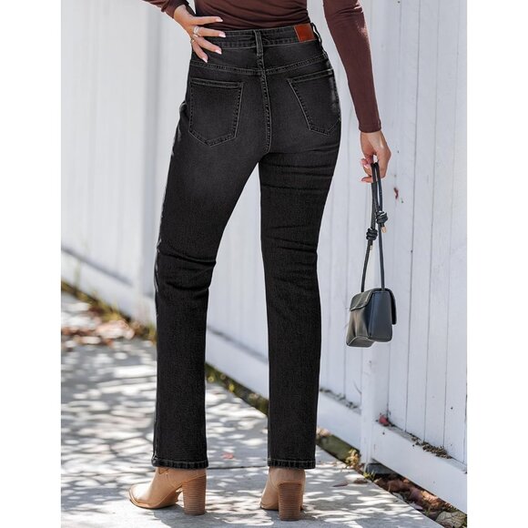 Bootcut Jeans Women High Waisted Stretch Denim Patch Pockets Casual - Picture 4 of 7